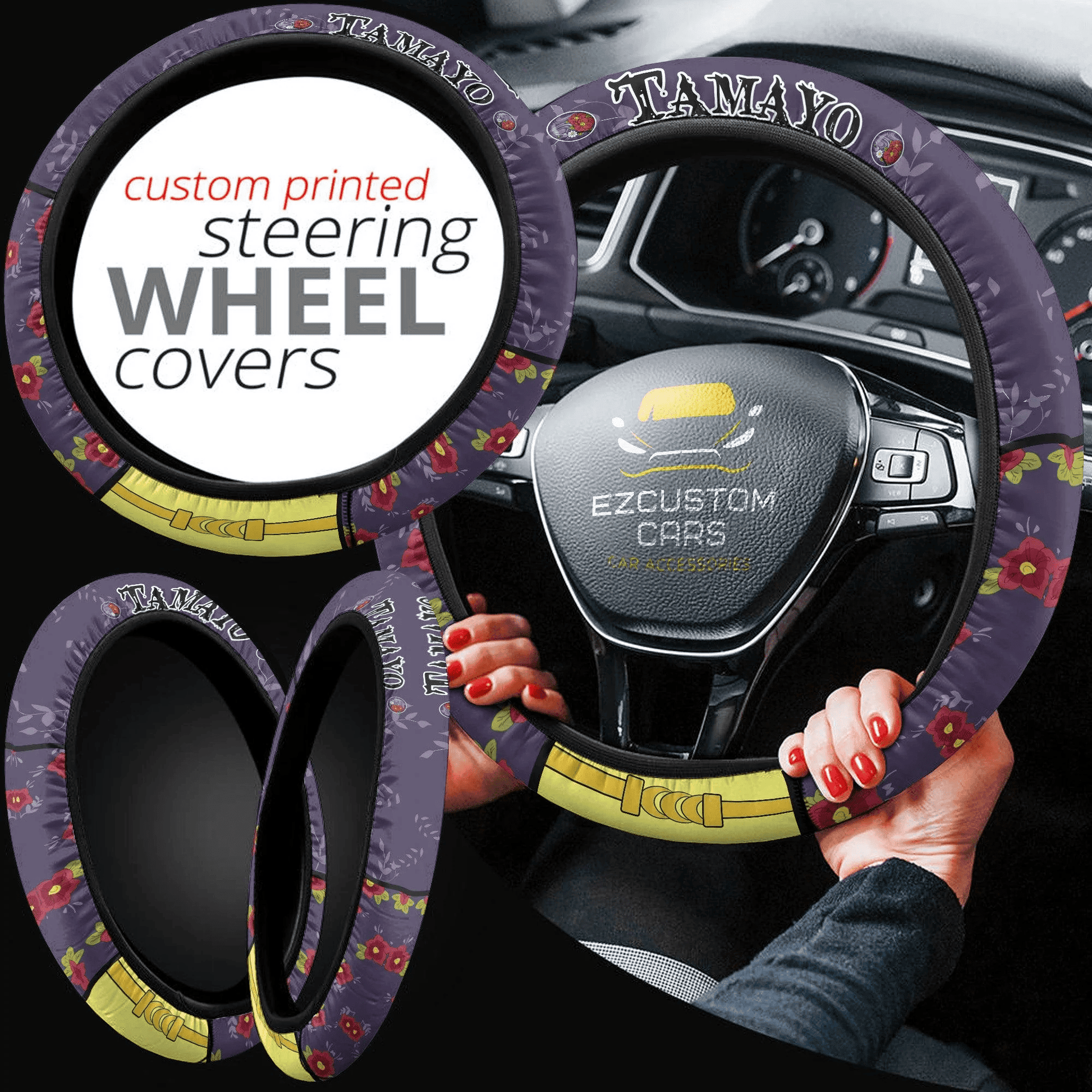 Tamayo Demon Slayer Anime Steering Wheel Cover Custom Anime Car Accessories