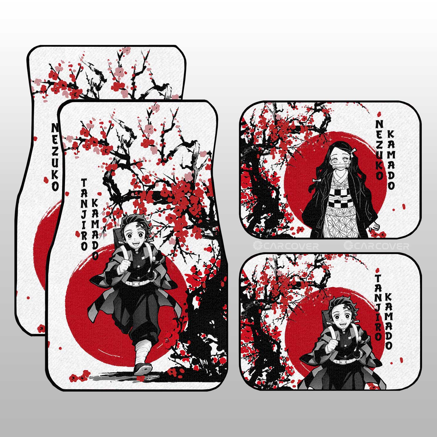 Tanjiro And Nezuko Car Floor Mats Custom Japan Style Demon Slayer Anime Car Interior Accessories