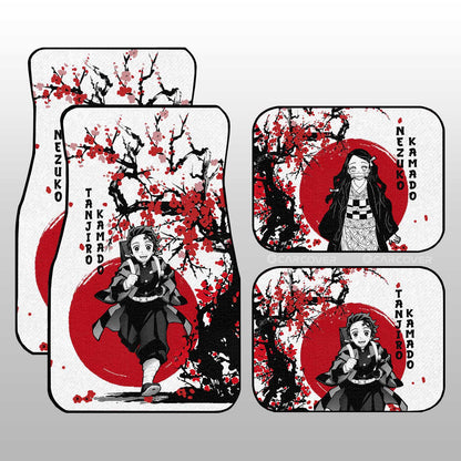 Tanjiro And Nezuko Car Floor Mats Custom Japan Style Demon Slayer Anime Car Interior Accessories