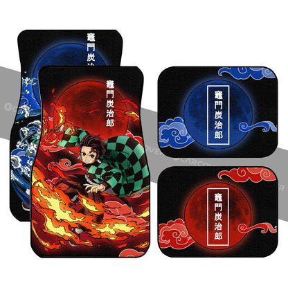 Tanjiro Car Floor Mats Custom Water And Sun Breathing Skill Anime Demon Slayer Car Accessories