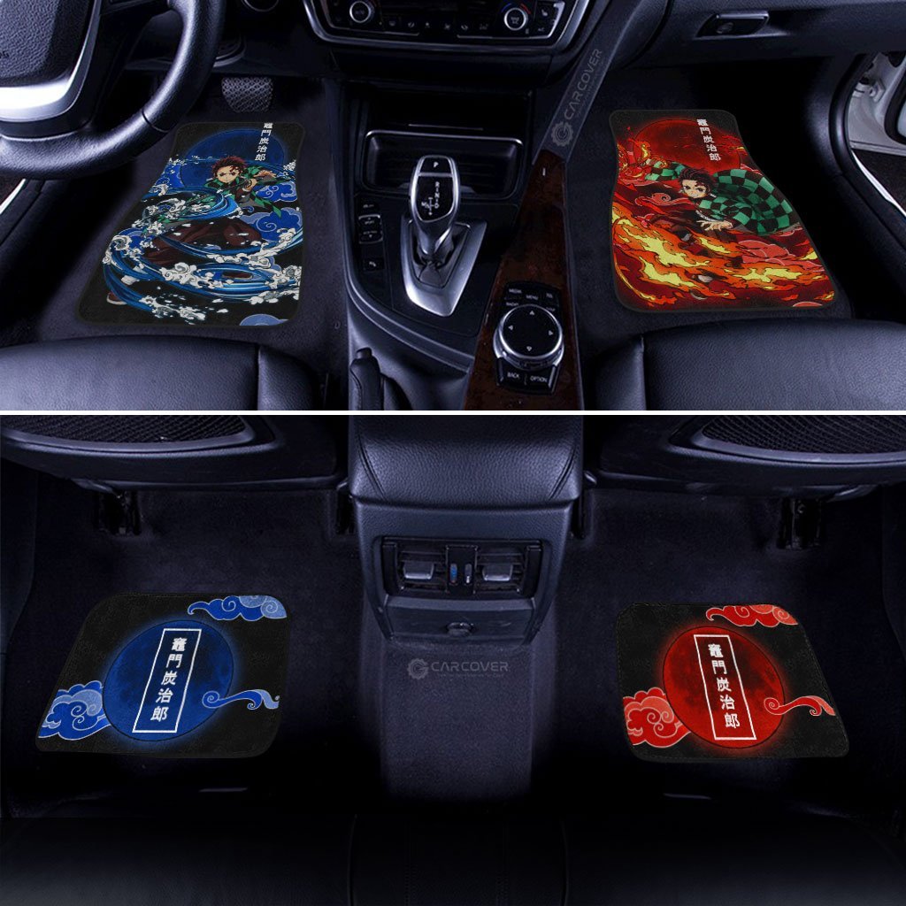 Tanjiro Car Floor Mats Custom Water And Sun Breathing Skill Anime Demon Slayer Car Accessories