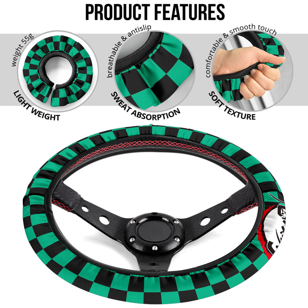 Tanjiro Demon Slayer Premium Car Steering Wheel Cover Style 1