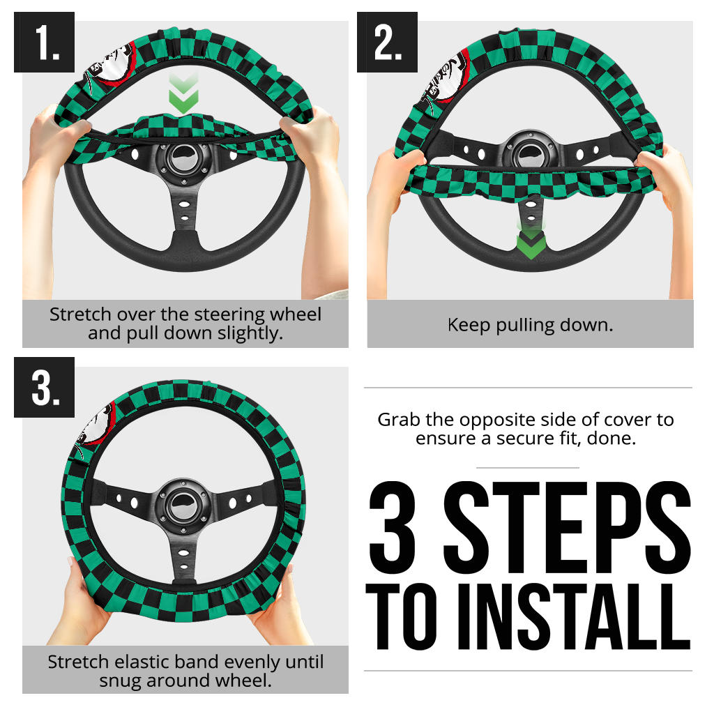 Tanjiro Demon Slayer Premium Car Steering Wheel Cover Style 1