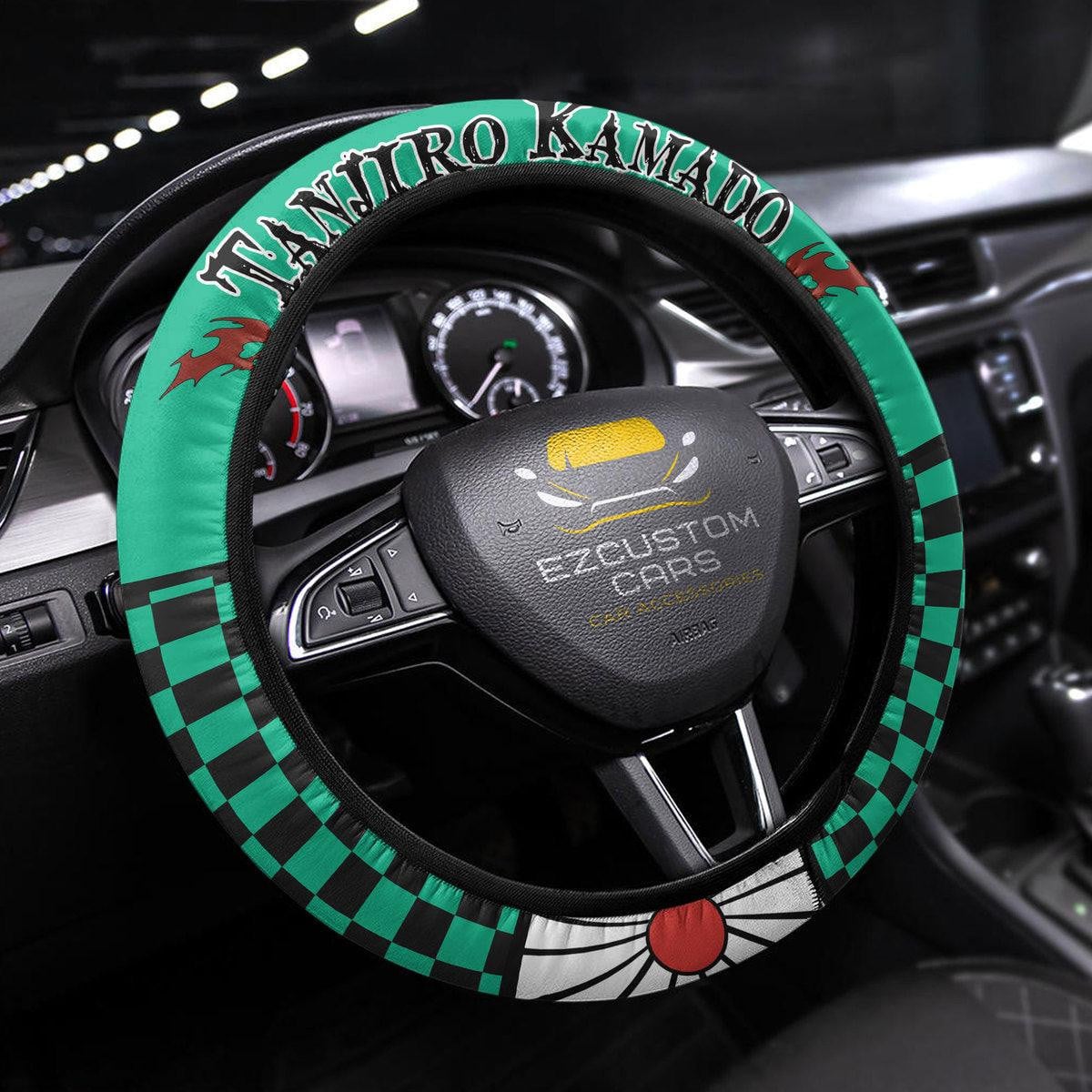 Tanjiro Kamado Anime Steering Wheel Cover Custom Anime Demon Slayer Car Accessories