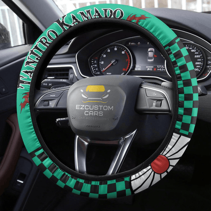 Tanjiro Kamado Anime Steering Wheel Cover Custom Anime Demon Slayer Car Accessories