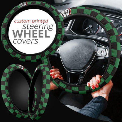 Tanjiro Kamado Anime Steering Wheel Cover Demon Slayers Anime Car Accessories