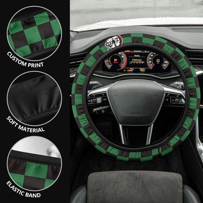 Tanjiro Kamado Anime Steering Wheel Cover Demon Slayers Anime Car Accessories