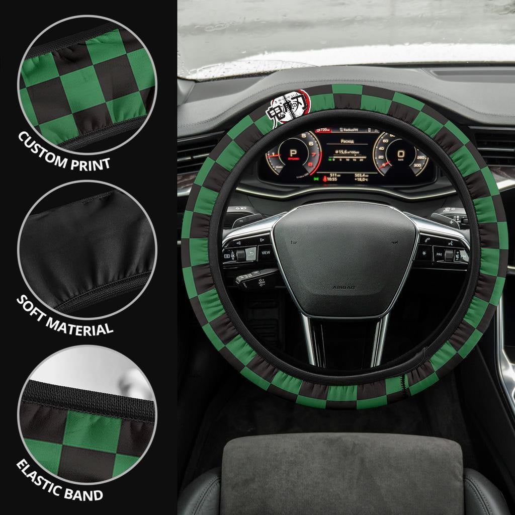Tanjiro Kamado Anime Steering Wheel Cover Demon Slayers Anime Car Accessories