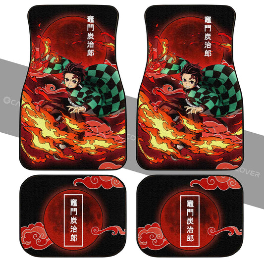 Tanjiro Sun Breathing Car Floor Mats Custom Demon Slayer Anime Car Accessories