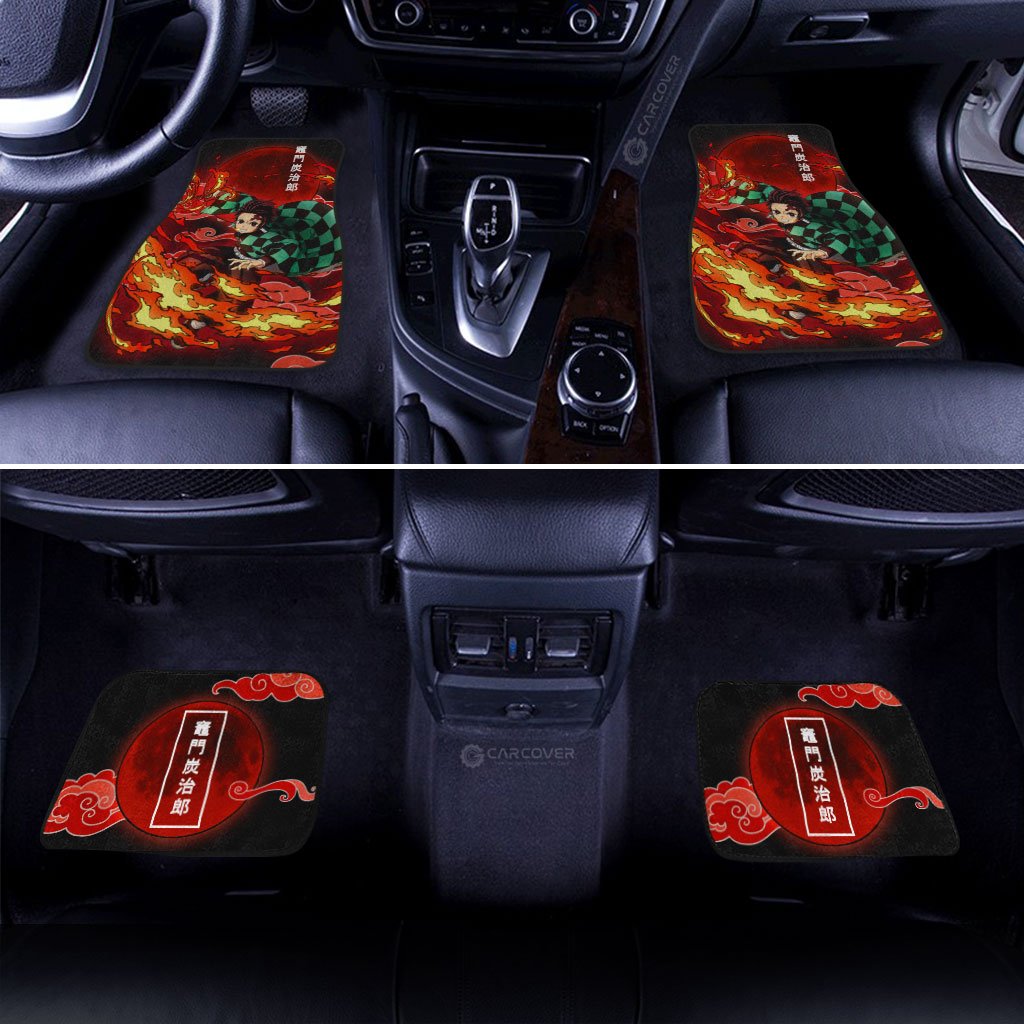 Tanjiro Sun Breathing Car Floor Mats Custom Demon Slayer Anime Car Accessories