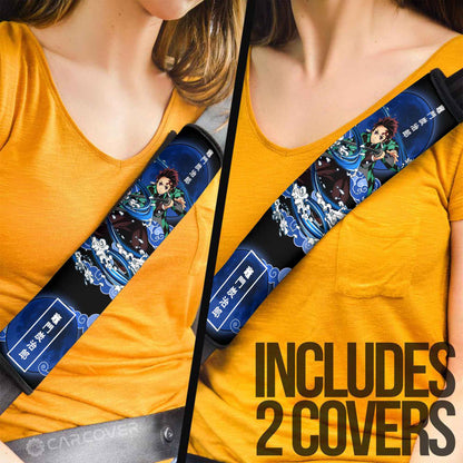 Tanjiro Water Breathing Skill Seat Belt Covers Custom Demon Slayer Anime Car Accessories