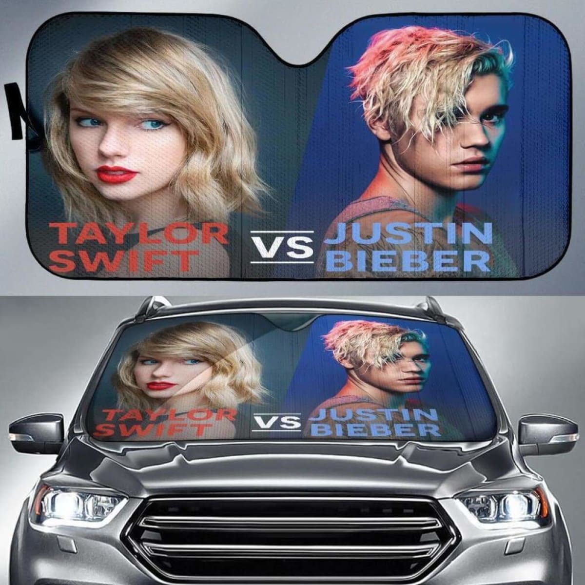 Taylor Swift Vs Justin Bieber Auto Sun Shades 918b Universal Fit