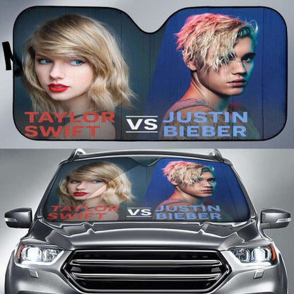 Taylor Swift Vs Justin Bieber Auto Sun Shades 918b Universal Fit