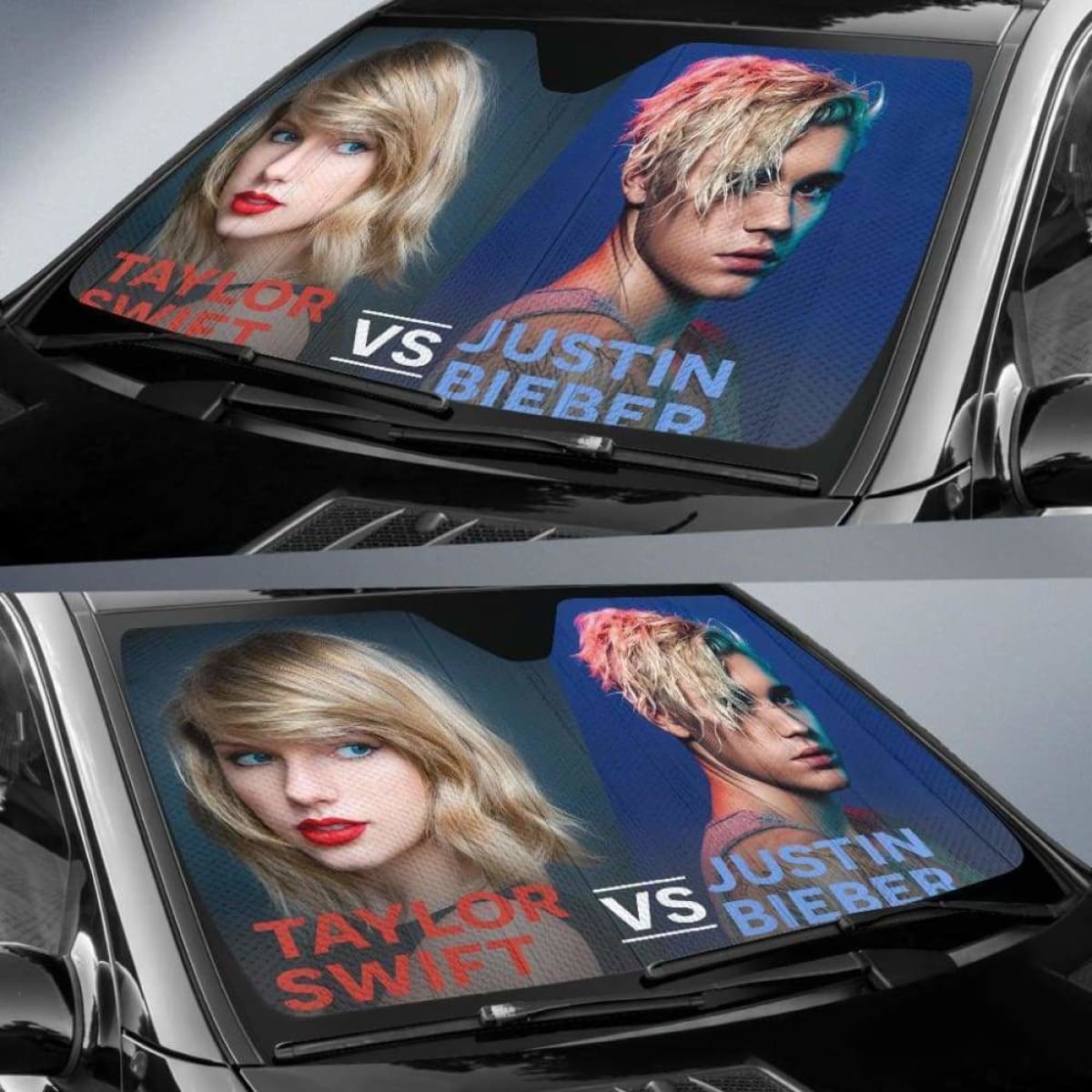 Taylor Swift Vs Justin Bieber Auto Sun Shades 918b Universal Fit