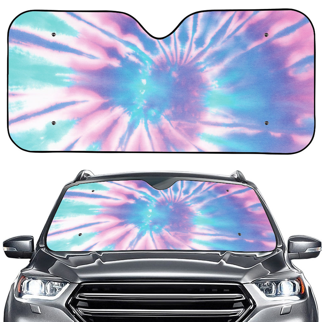 Teal And Pink Tie Dye Print Car Windshield Sun Shade