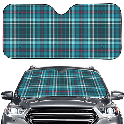 Teal Plaid Pattern Print Car Windshield Sun Shade