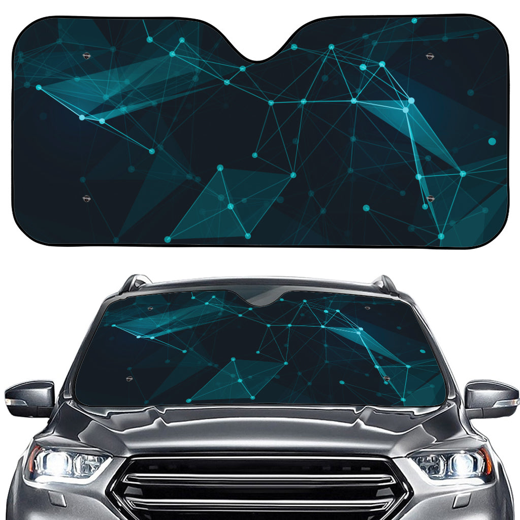 Teal Polygonal Dot Geometric Print Car Windshield Sun Shade