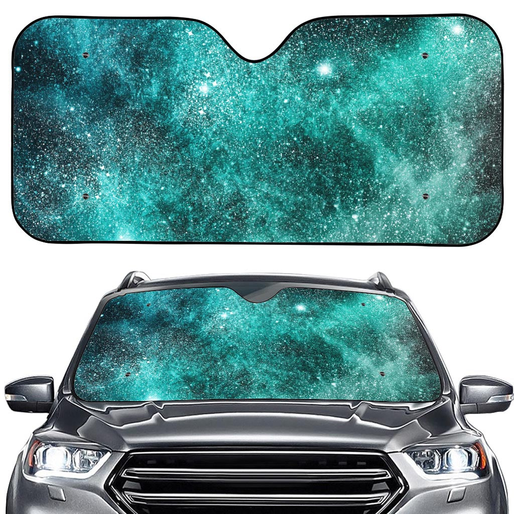 Teal Stardust Galaxy Space Print Car Windshield Sun Shade