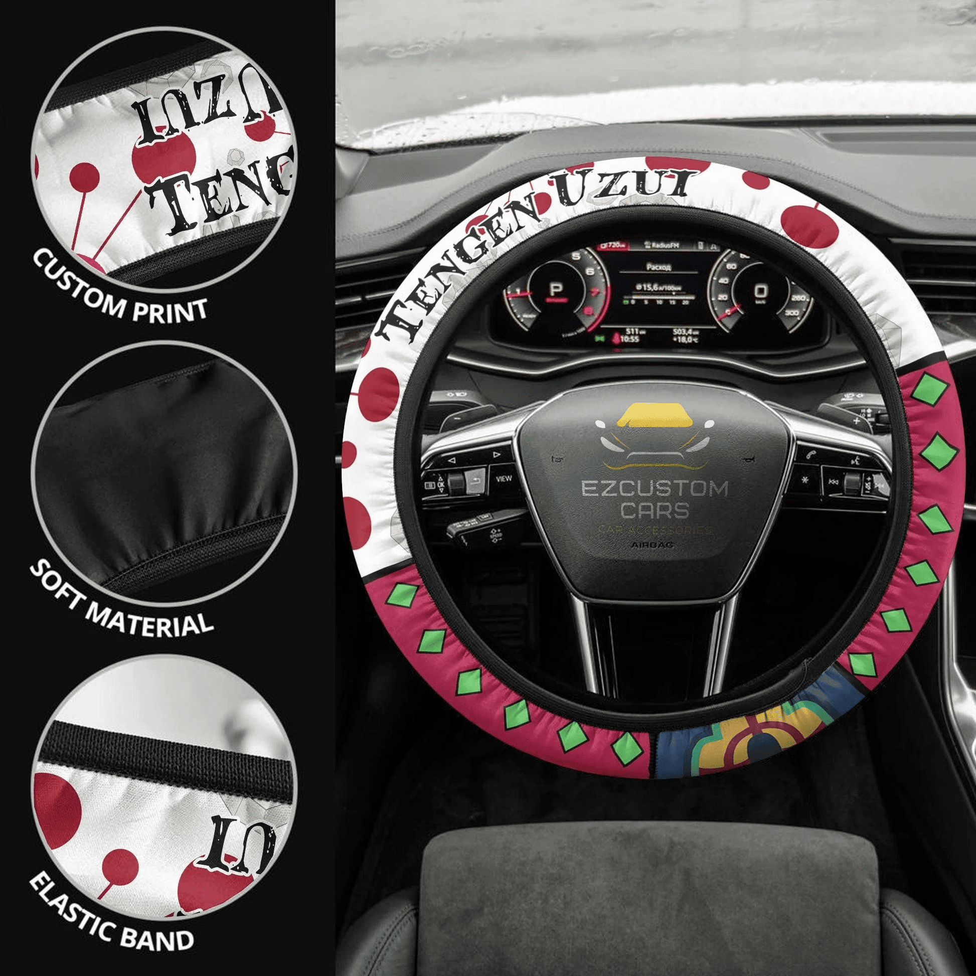 Tengen Uzui Anime Steering Wheel Cover Custom Anime Demon Slayer Car Accessories