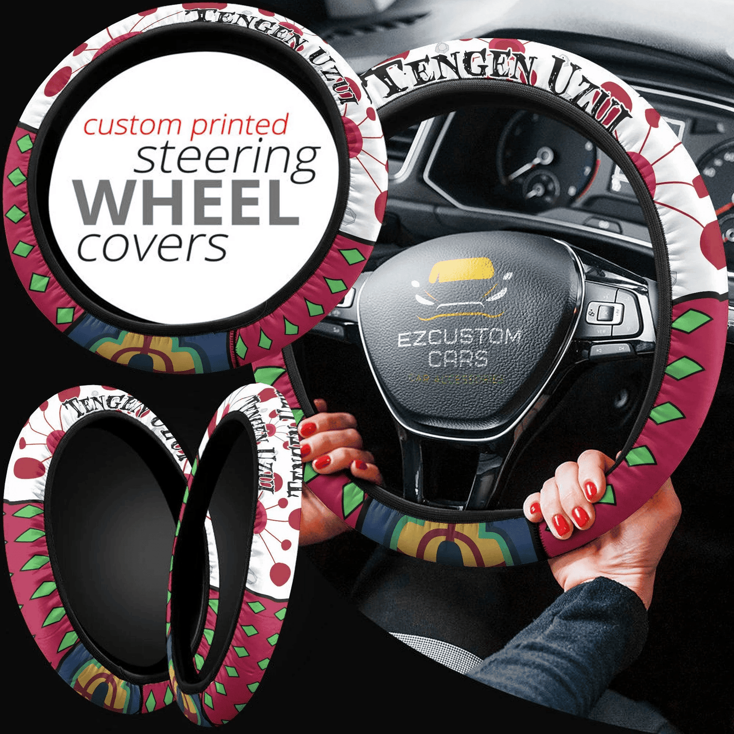 Tengen Uzui Anime Steering Wheel Cover Custom Anime Demon Slayer Car Accessories