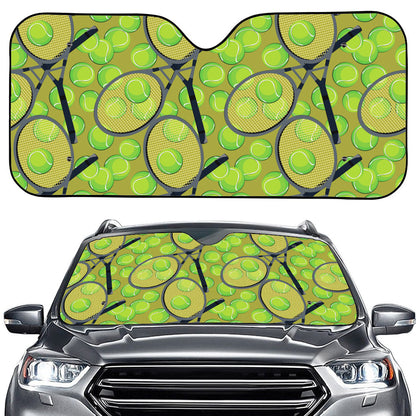 Tennis Ball And Racket Pattern Print Car Windshield Sun Shade