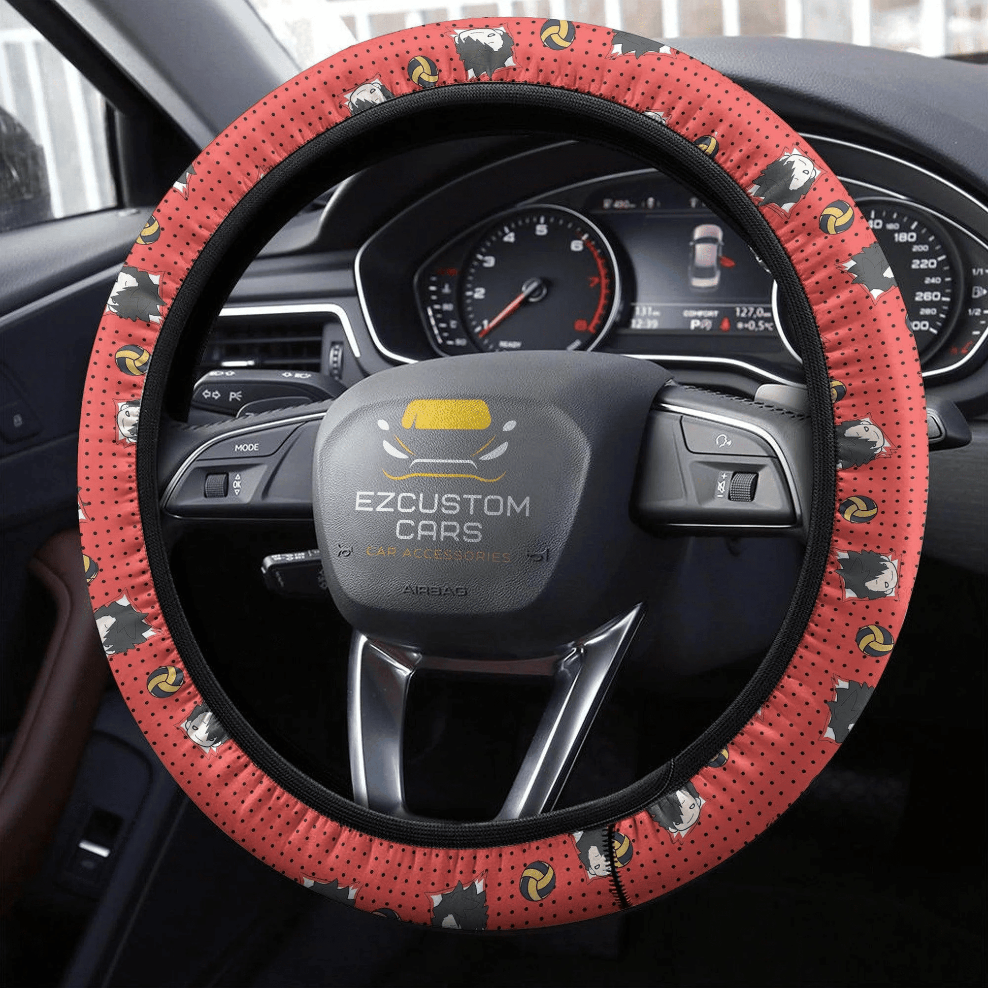 Tetsuro Kuroo Anime Steering Wheel Cover Custom Haikyuu Anime Car Accessories