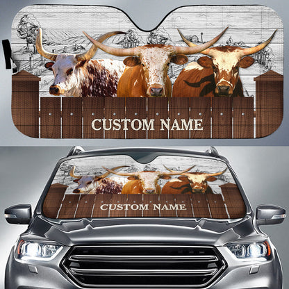 Texas Longhorn Farming Custom Name 3D Sun Shade