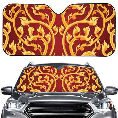 Thai Winding Vines Pattern Print Car Windshield Sun Shade