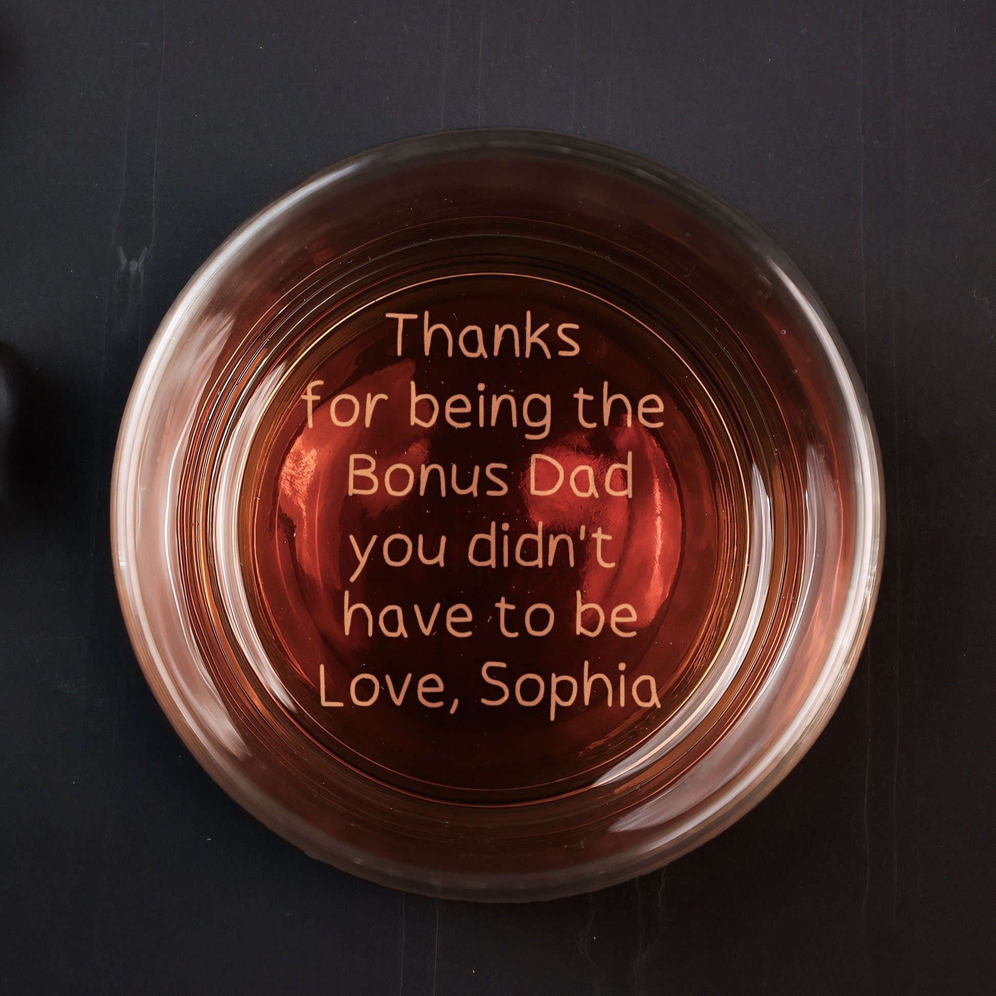 Thanks For Being The Bonus Dad - Personalized Engraved Whiskey Glass