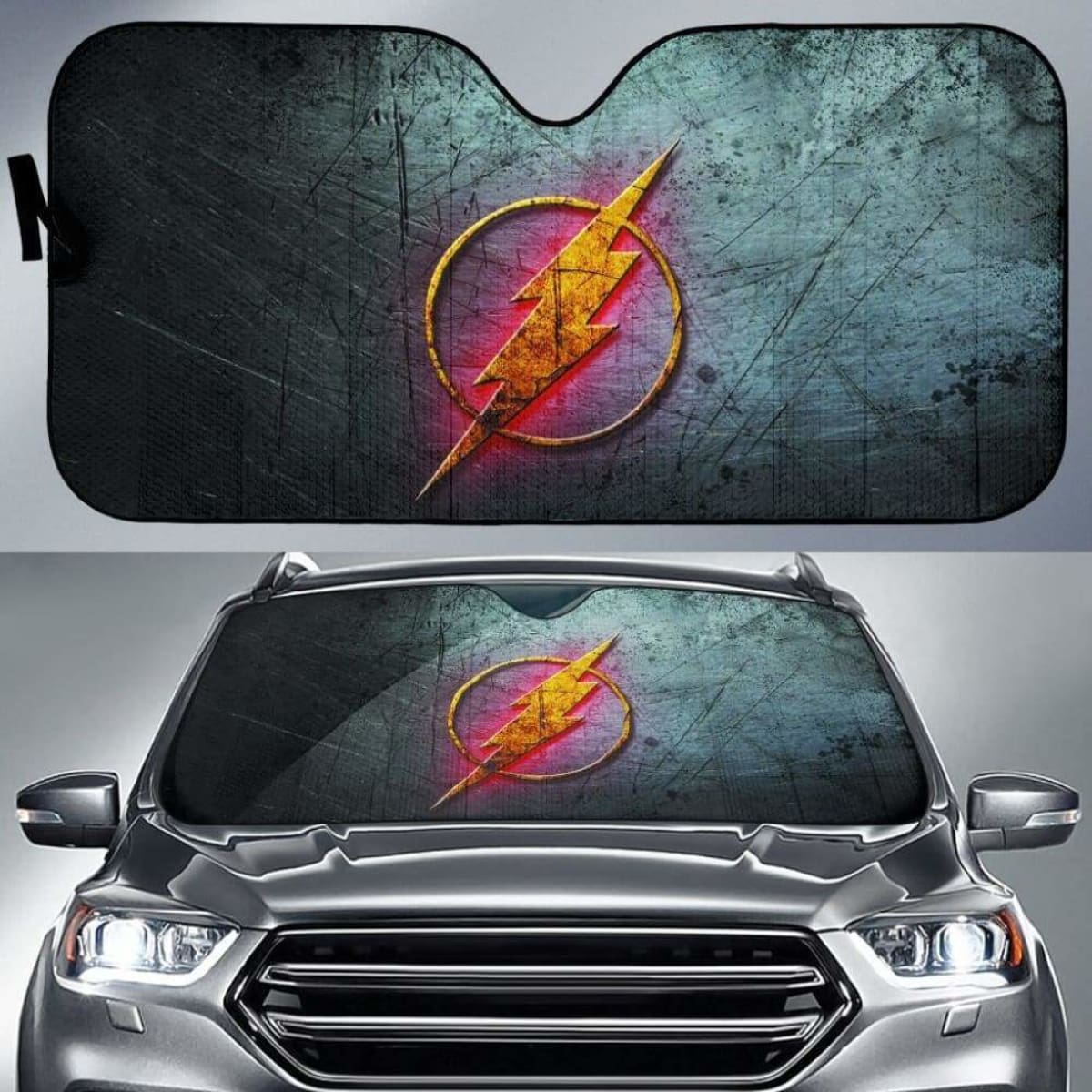 The Flash Logo in black theme car auto sunshades 918b Universal Fit