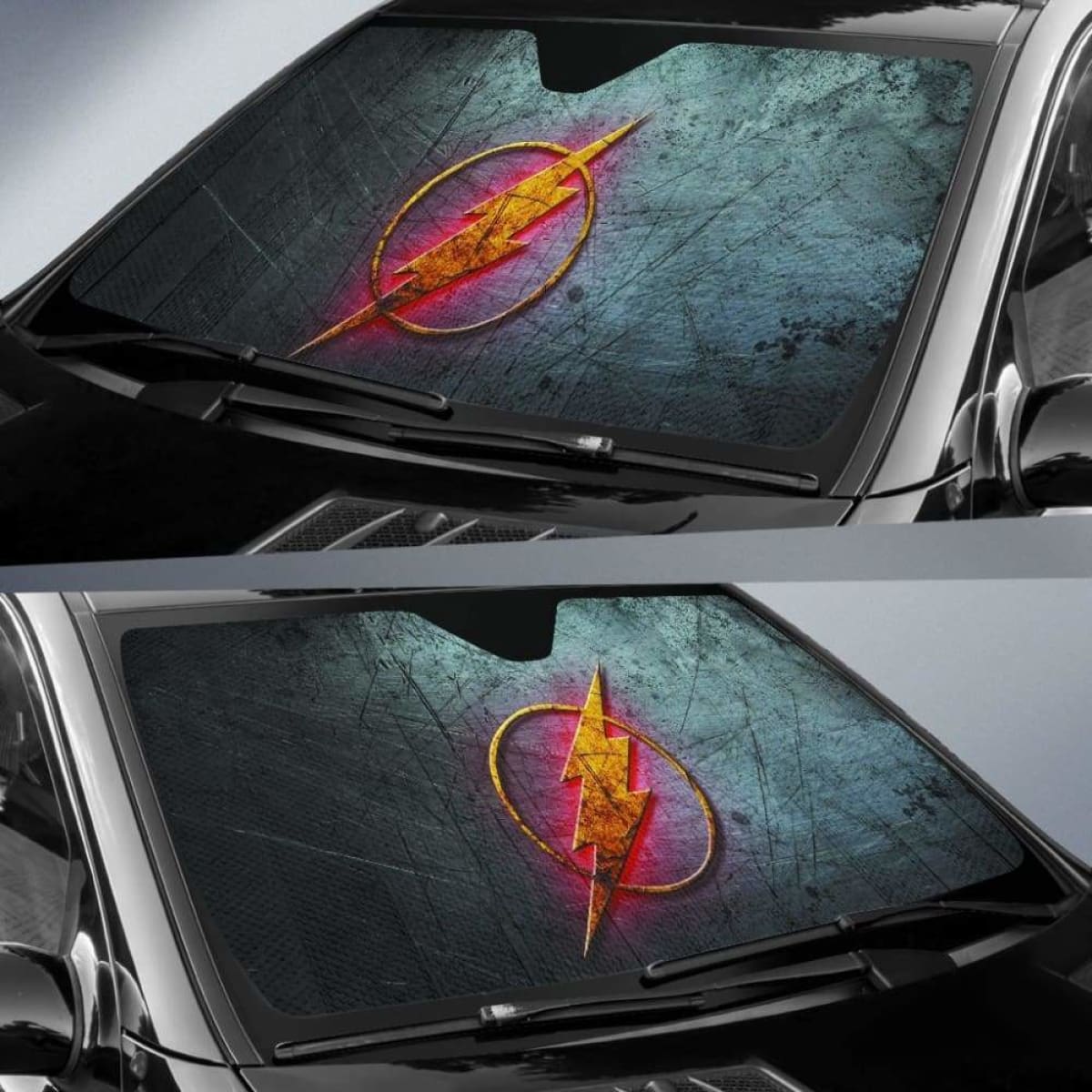 The Flash Logo in black theme car auto sunshades 918b Universal Fit