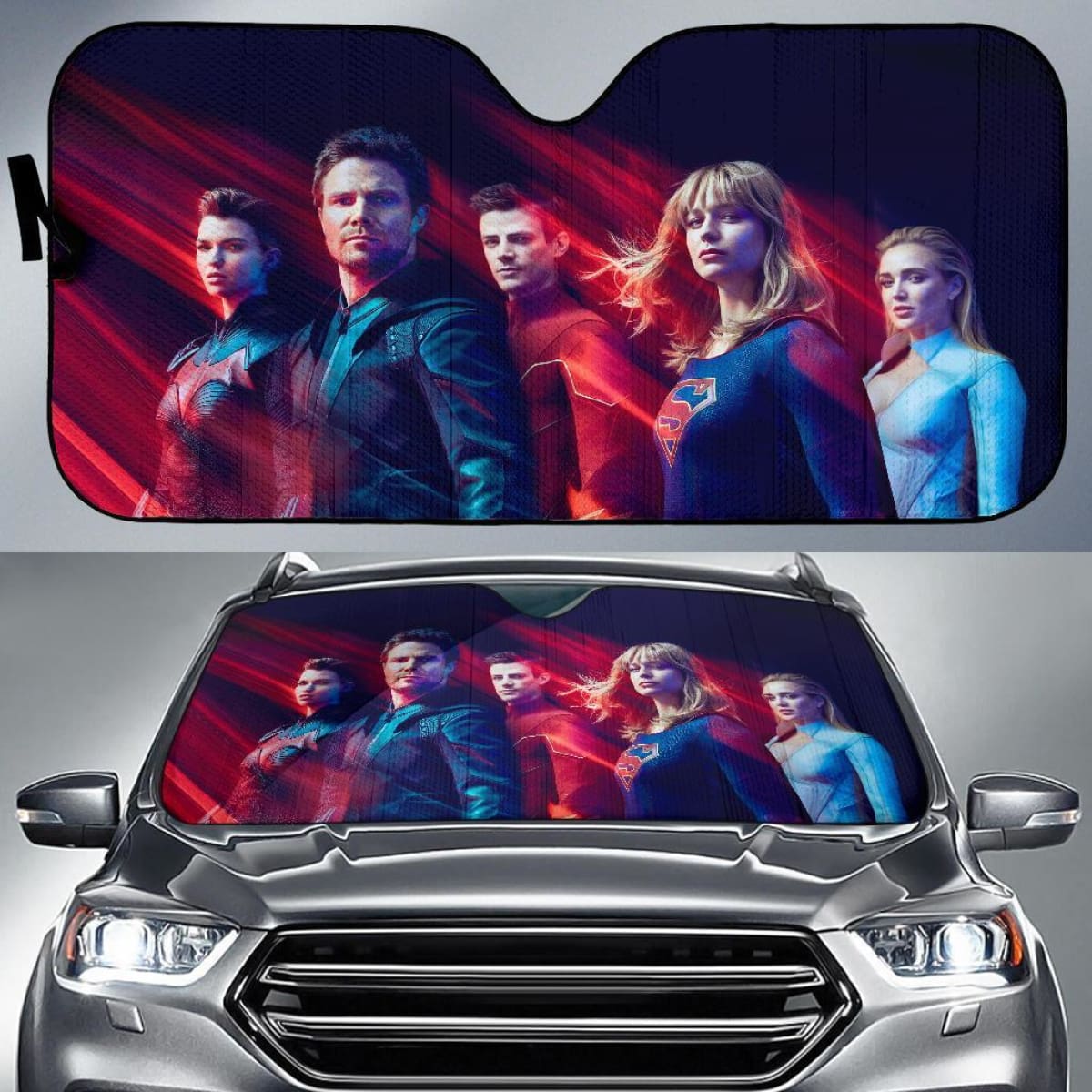 The Flash Supergirl Green Arrow Batwoman Ruby Rose White Car Sun Shade Universal Fit 225311