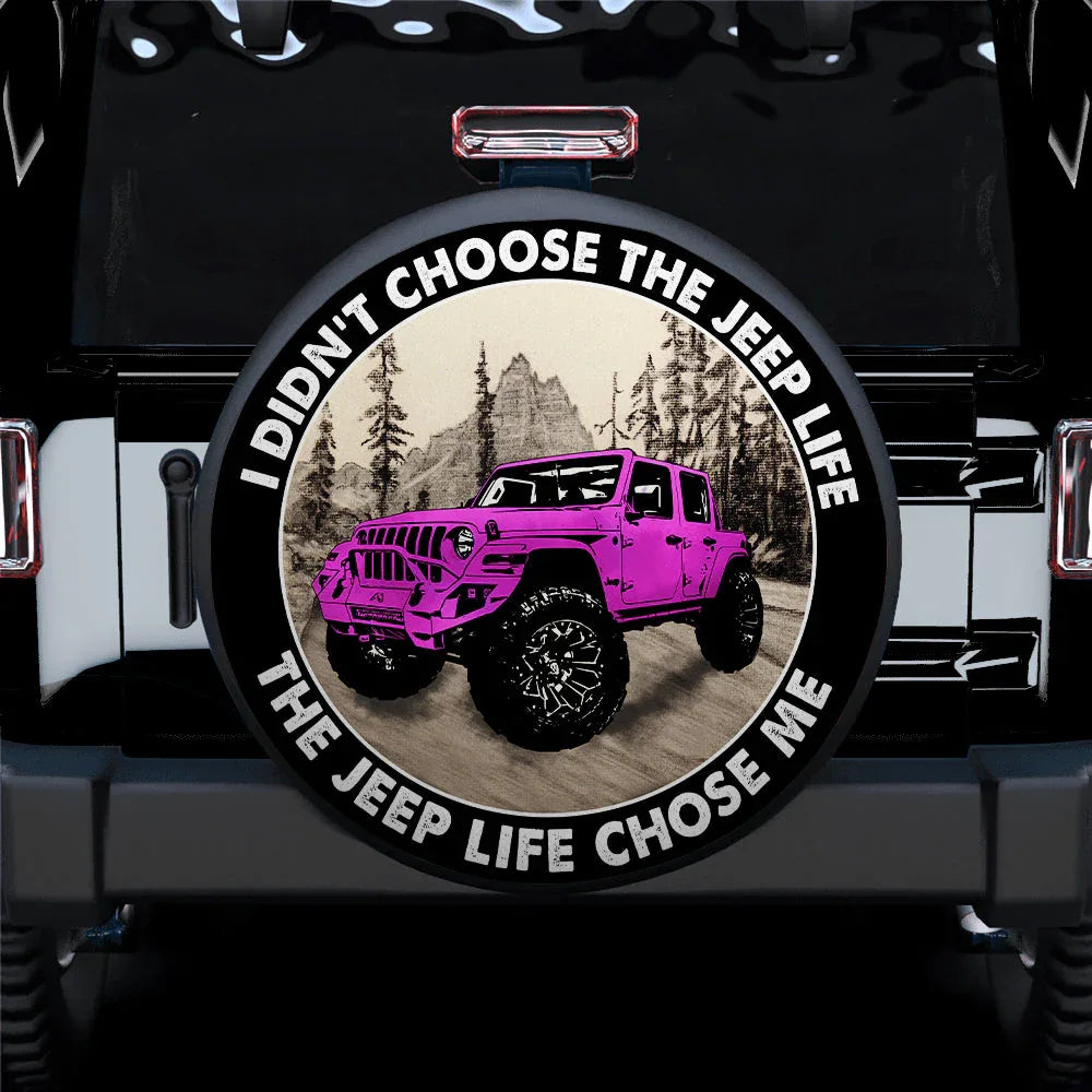 The Jeep Life Chose Me Pink Jeep Car Leather Spare Tire Cover - PersonalizedFury