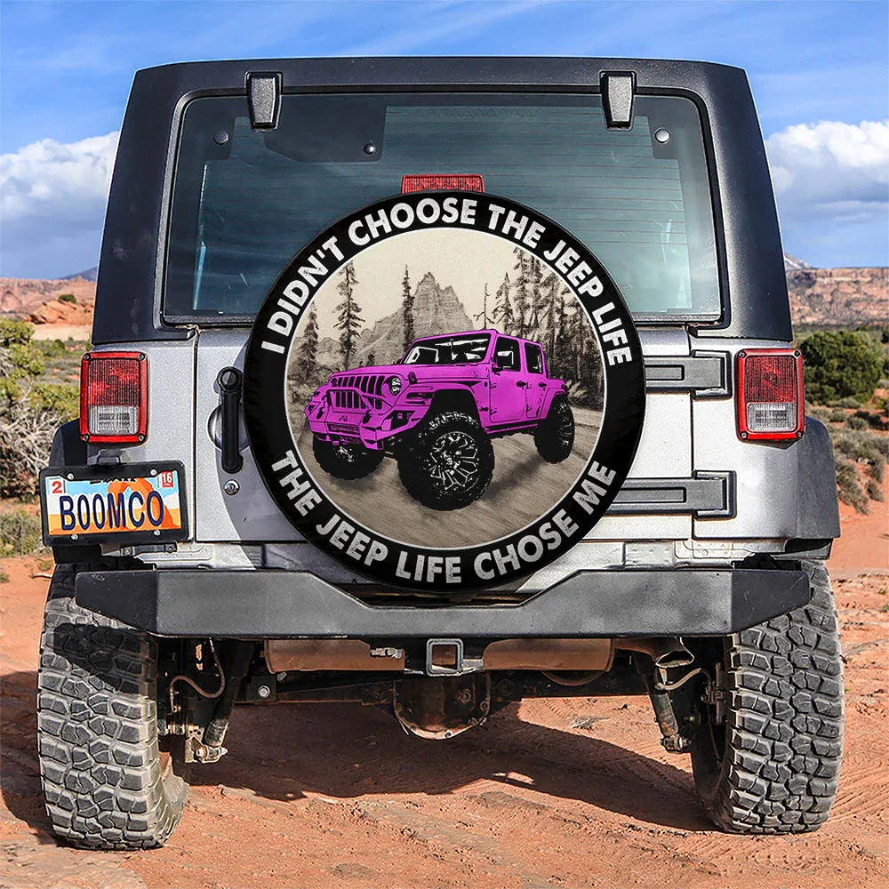 The Jeep Life Chose Me Pink Jeep Car Leather Spare Tire Cover - PersonalizedFury