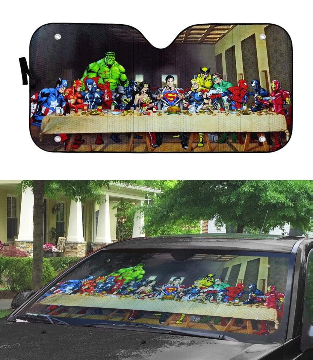 Gearhumans The Last Supper Heroes Custom Auto Car SunShade