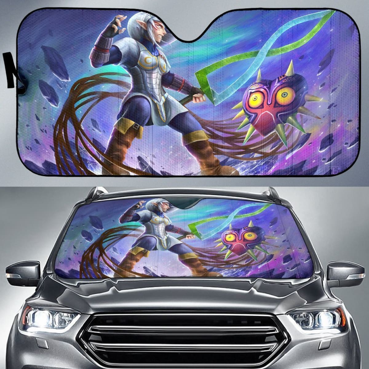 The Legend Of Zelda Blue Design Auto Sun Shades Lt02 Universal Fit 111204