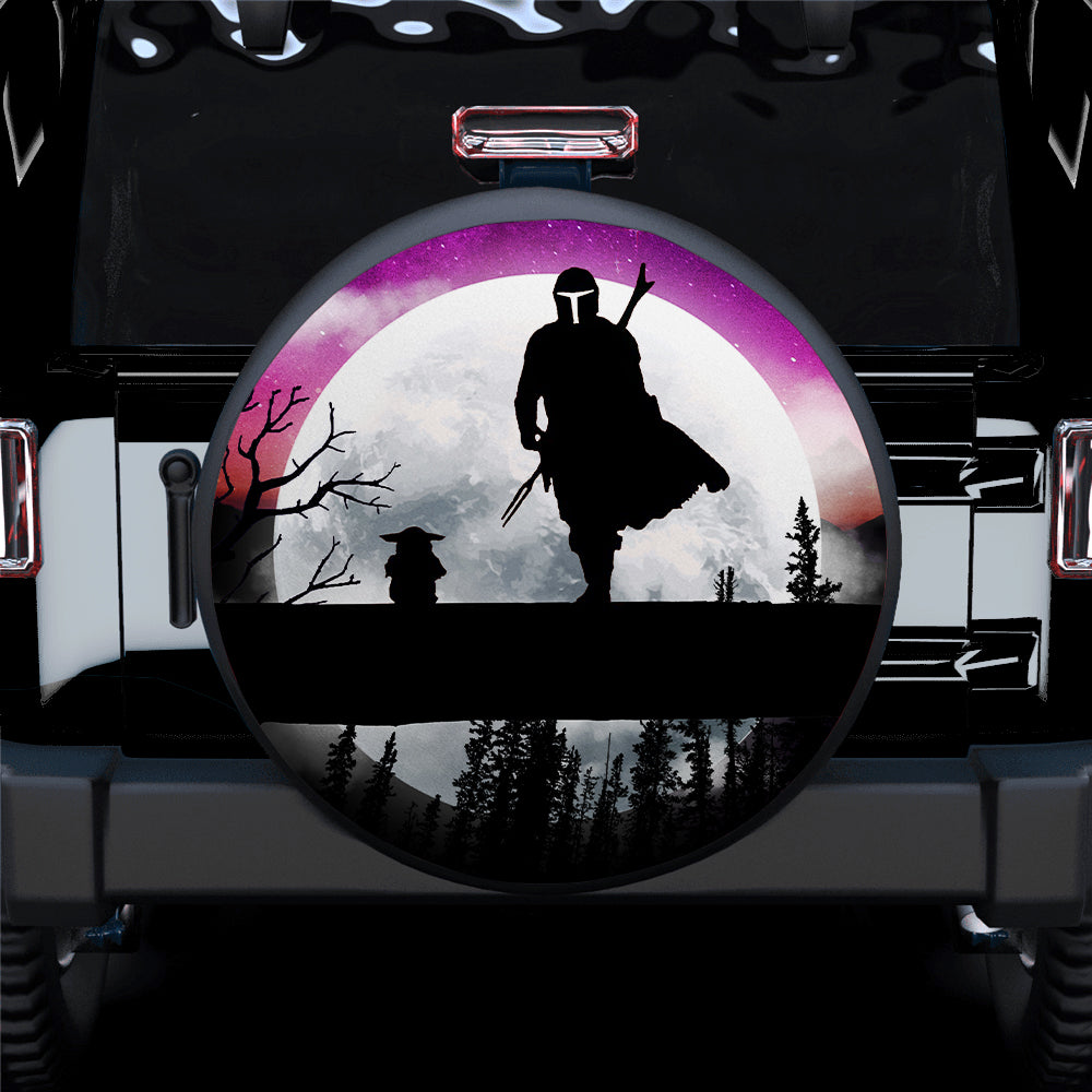 The Mandalorian And Baby Yoda Moon Night Car Spare Tire Cover