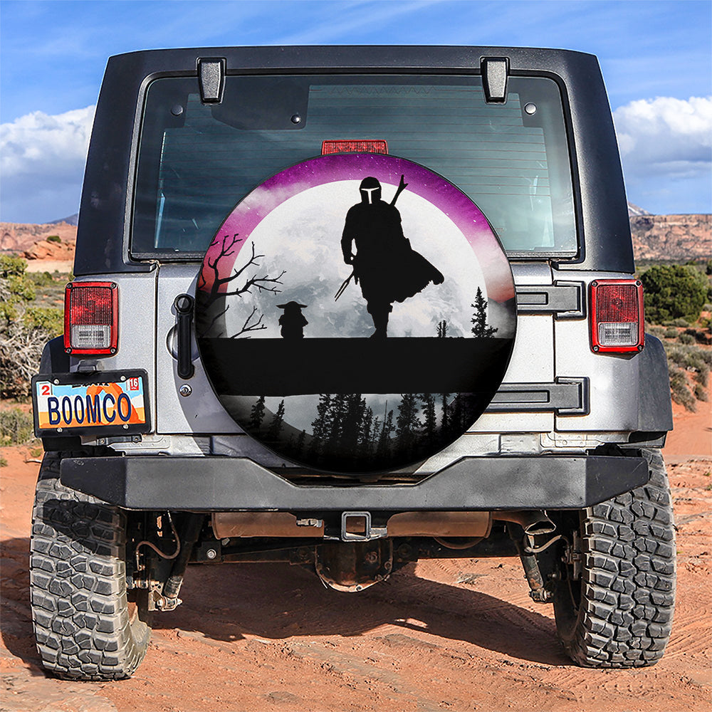 The Mandalorian And Baby Yoda Moon Night Car Spare Tire Cover
