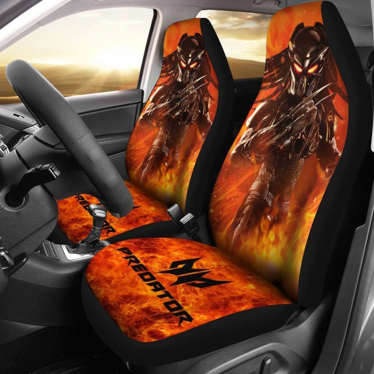 The Predator Orange Design Car Seat Covers Lt03 Universal Fit 225721