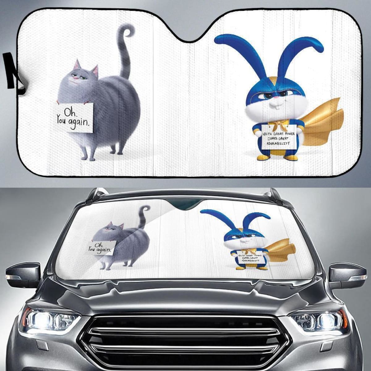 The Secret Life Of Pets Captain Snowball & Chloe Auto Sun Shade Universal Fit 111204