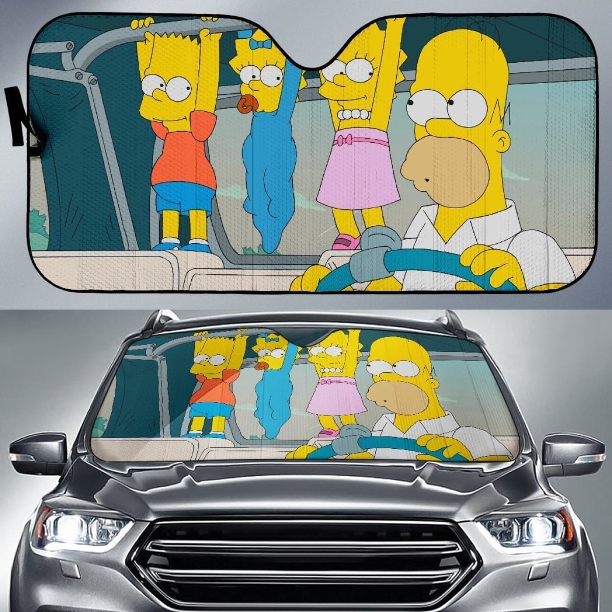 The Simpson Babies In Car Auto Sun Shade For Fan Nh07 Universal Fit 111204