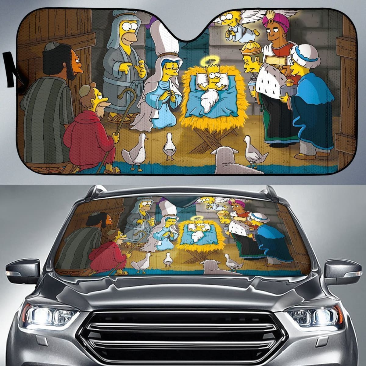 The Simpson Christmas Cave Auto Sun Shade Nh07 Universal Fit 111204