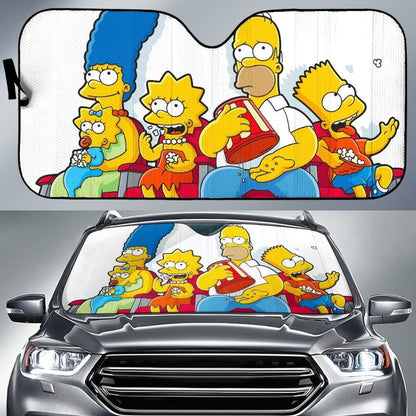 The Simpson Family Watching Movies Auto Sun Shade Nh07 Universal Fit 111204