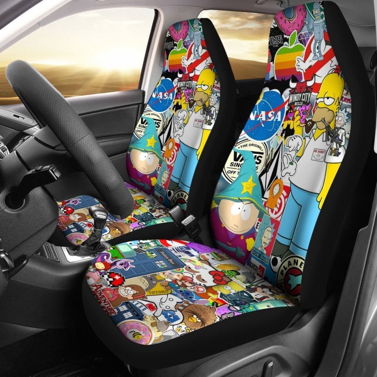 The Simpsons Adventure Time Car Seat Covers Lt03 Universal Fit 225721