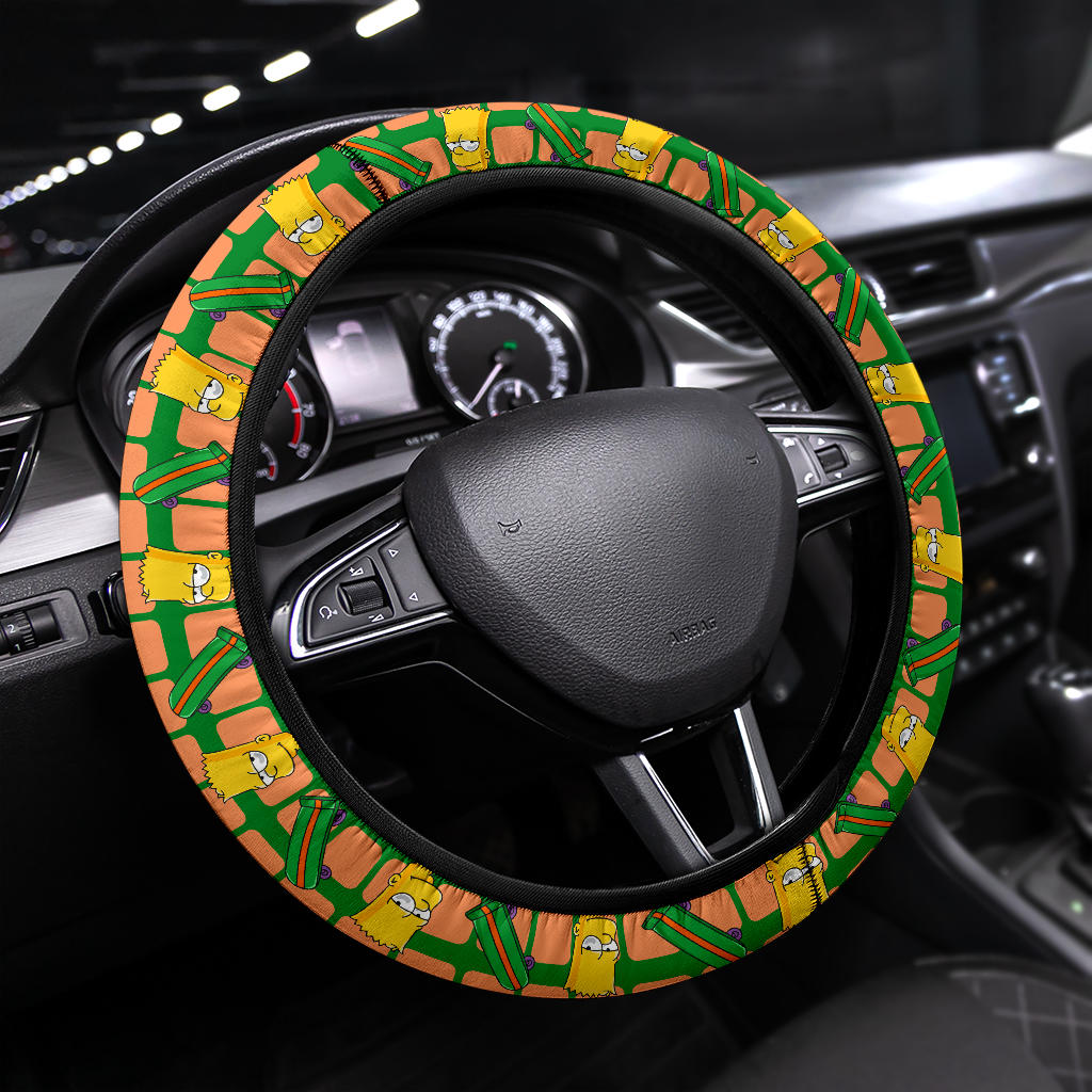 The Simpsons Bart Skateboard Premium Custom Car Steering Wheel Cover
