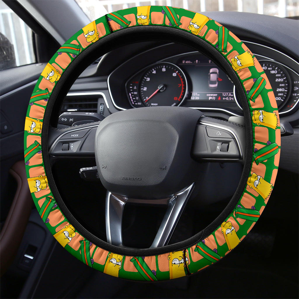 The Simpsons Bart Skateboard Premium Custom Car Steering Wheel Cover