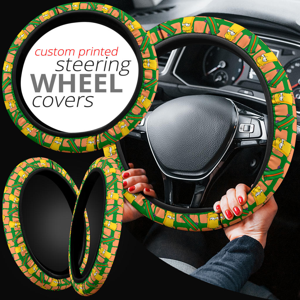 The Simpsons Bart Skateboard Premium Custom Car Steering Wheel Cover
