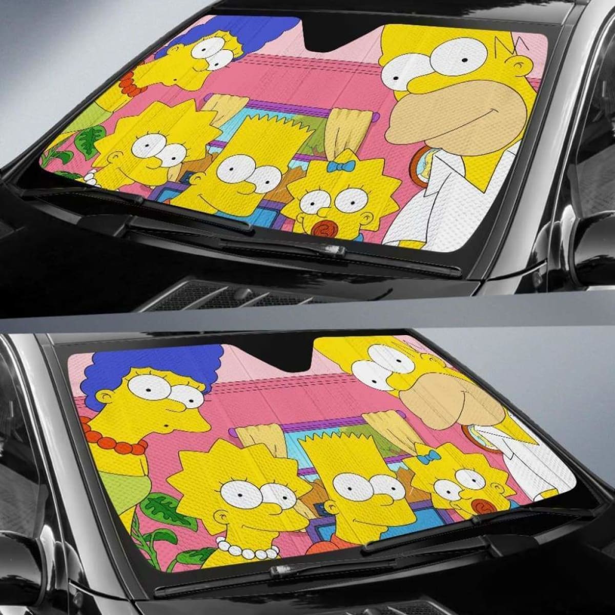 The Simpsons Funny Car Auto Sun Shades Universal Fit 051312