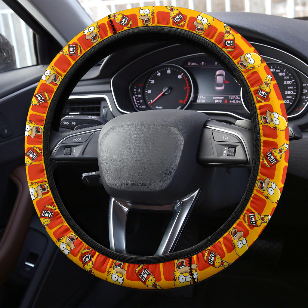 The Simpsons Homer Duff Beer Premium Custom Car Steering Wheel Cover