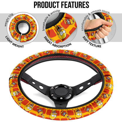 The Simpsons Homer Duff Beer Premium Custom Car Steering Wheel Cover